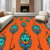 Abstract Peacock Feather Luxe Pile with Iridescent Eye Details(Orange)