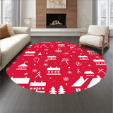 Vintage Sleigh Ride Through Snowy Village Holiday Pathway Design(Red)