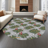 Festive Pine Wreath Motif with Berries and Delicate Snowflake Accents(Green)