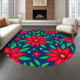 Christmas Poinsettia Floral Doormat Seasonal Botanical Entry(Red)