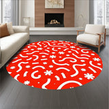Playful Polka Dot Array with Contrasting Whimsical Shapes(Red)
