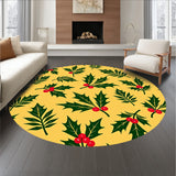 Festive Holly Branch with Berries Accent Floor Covering(Yellow)