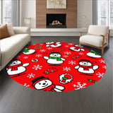 Cheerful Snowman Parade with Festive Scarf and Falling Flakes Motif(Red)