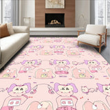 Glowing Tabby Kitten Christmas Village Scene Area Covering(Pink)