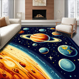 Ultra Soft Area Rug, Non Slip, Stain Resistant, Washable Area Rugs for Living Room, Bedroom, Solar System Round Kids(Blue) - ODIKA