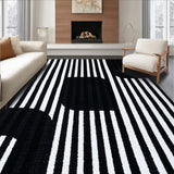 Handcrafted Boho Striped Floor Mat Woven Entryway Decor(Black)