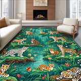 Neutral Jungle Animal Kids Room Non Slip(Green)