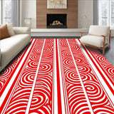 Cane Stripe Swirl Motif Decorative Floor Covering(Red)