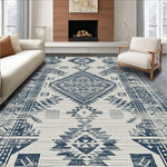 Ultra Soft Area Rug, Non Slip, Stain Resistant, Washable Area Rugs for Living Room, Bedroom, Distressed Vintage Non-Slip Living Room(Blue) - ODIKA