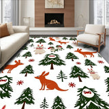 Snowy Pine Forest with Woodland Creatures Holiday Accent(Green)