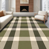 Midcentury Mod Plaid Interlock Featuring Minimalist Check Motifs(Olive)