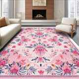 Boho Floral Non Slip Kids Room(Pink)