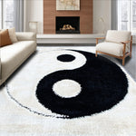 Ultra Soft Area Rug, Non Slip, Stain Resistant, Washable Area Rugs for Living Room, Bedroom, Modern Yin Yang Washable Living Room Rug(White) - ODIKA