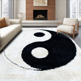 Ultra Soft Area Rug, Non Slip, Stain Resistant, Washable Area Rugs for Living Room, Bedroom, Modern Yin Yang Washable Living Room Rug(White) - ODIKA