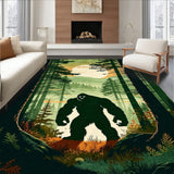 Forest Fantasy Sasquatch Adventure Area Rug(Green)