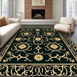 Art Nouveau Inspired Floral Damask with Swirling Vine Motifs(Black)