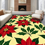 Poinsettia Bloom Seasonal Floor Elegant Floral Christmas Motif(Red)