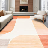 Modern Peachy Clean Bath Carpet Coral & Apricot Geometric Rug(Orange)