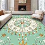 Festive Leaf Medallion with Interlocking Boho Motifs and Vintage Flourishes(Teal)