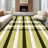 Midcentury Modern Plaid With Layered Striped Motifs(Olive)