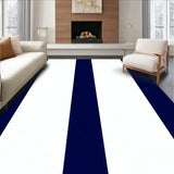 Modern Kitchen Rug with Blue and White Stripe Design(Blue)