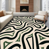 Wave Motif Featuring Dark Green and Black Contrast(Ivory)
