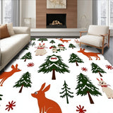 Snowy Pine Forest with Woodland Creatures Holiday Accent(Green)