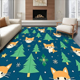 Whimsical Cat and Pine Tree with Twinkling Ornament(Blue)