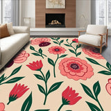 Dreamy Wildflower Meadow Anti Slip Surface with Contemporary Styling(Beige)