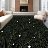 Wispy Fir Branch Floor Covering with Shimmering Snowdrift(Black)