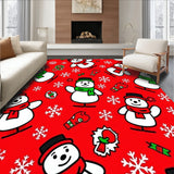 Cheerful Snowman Parade with Festive Scarf and Falling Flakes Motif(Red)