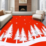 Classic Winter Pine Forest with Stylized Trees and Drifting Snow Motifs(Red)