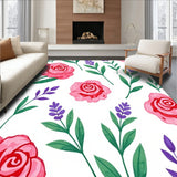 Botanical Garden Flower Design Low Pile with Anti Slip Base(Pink)