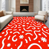 Playful Polka Dot Array with Contrasting Whimsical Shapes(Red)