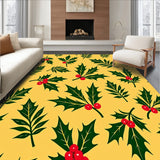 Festive Holly Branch with Berries Accent Floor Covering(Yellow)