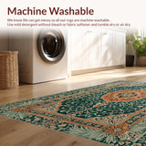 Ultra Soft Area Rug, Non Slip, Stain Resistant, Washable Area Rugs for Living Room, Bedroom, Boho Vintage Soft Non-Slip Living Room(Green) - ODIKA