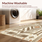 Ultra Soft Area Rug, Non Slip, Stain Resistant, Washable Area Rugs for Living Room, Bedroom, Non-Slip Western Tribal Living Room(Beige) - ODIKA