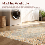 Ultra Soft Area Rug, Non Slip, Stain Resistant, Washable Area Rugs for Living Room, Bedroom, Handmade Distressed Wool Viscose(Beige) - ODIKA