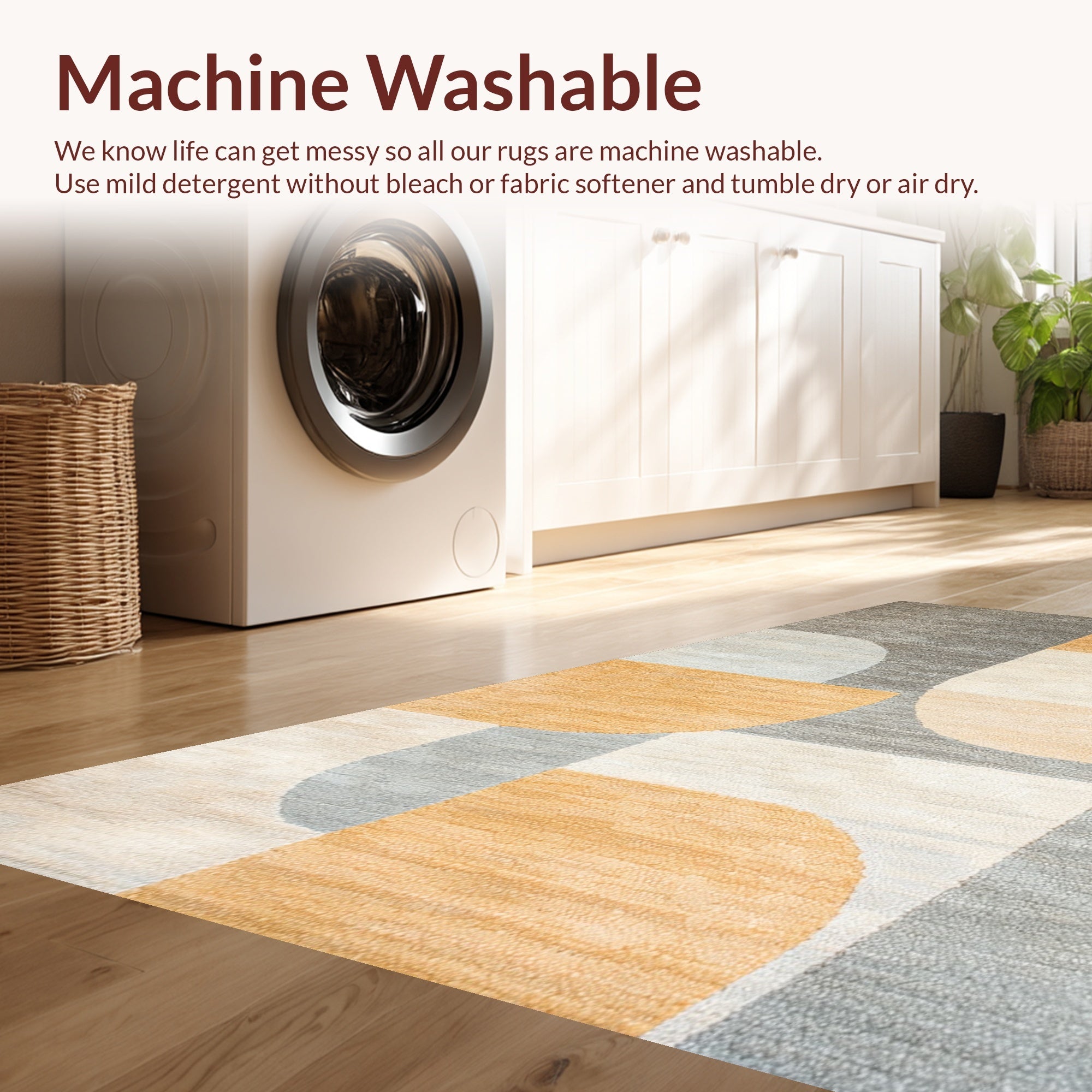 Ultra Soft Area Rug, Non Slip, Stain Resistant, Washable Area Rugs for Living Room, Bedroom, Abstract Serenity Zen Haven Rug(Beige) - ODIKA