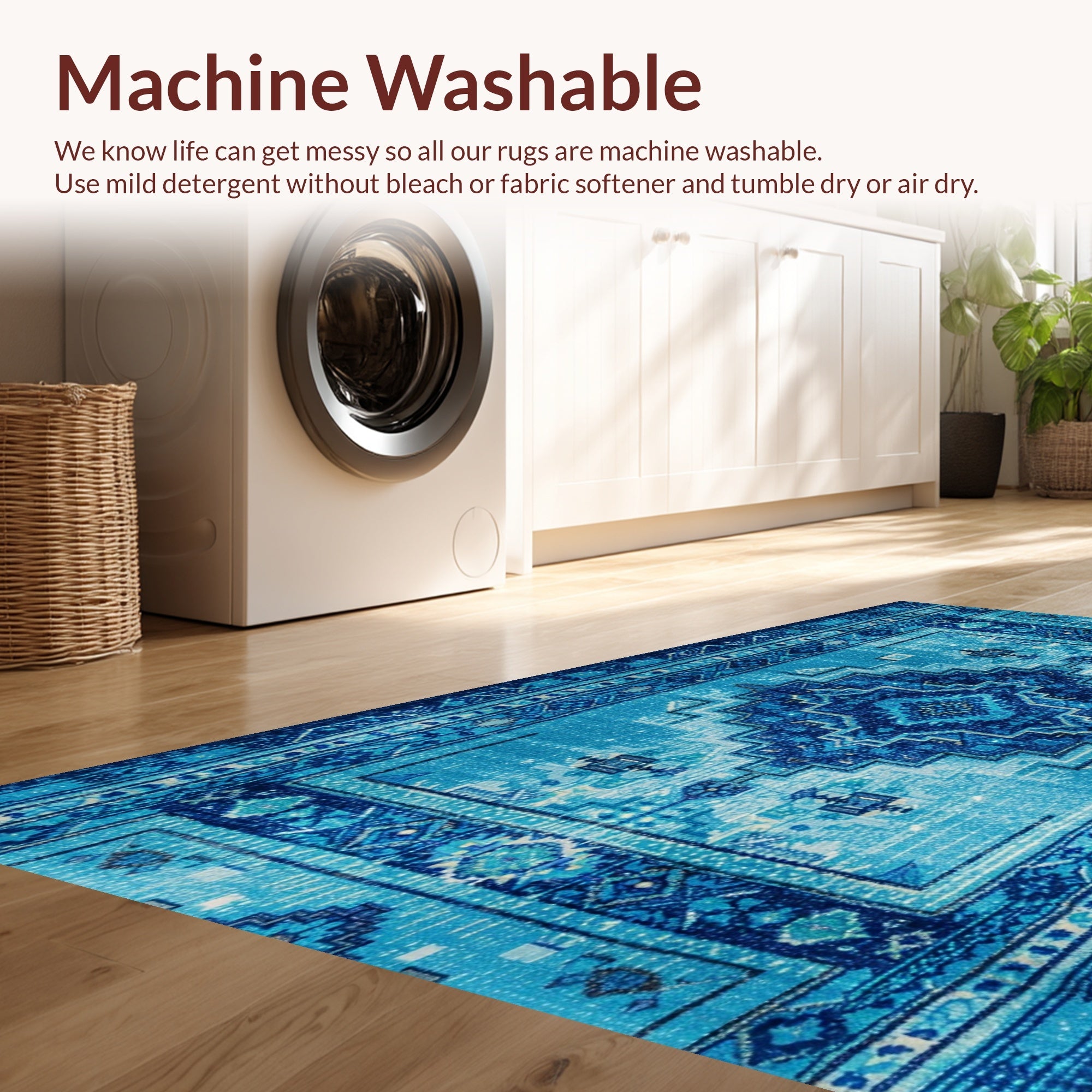 Ultra Soft Area Rug, Non Slip, Stain Resistant, Washable Area Rugs for Living Room, Bedroom, Carousel Kids Playroom(Blue) - ODIKA