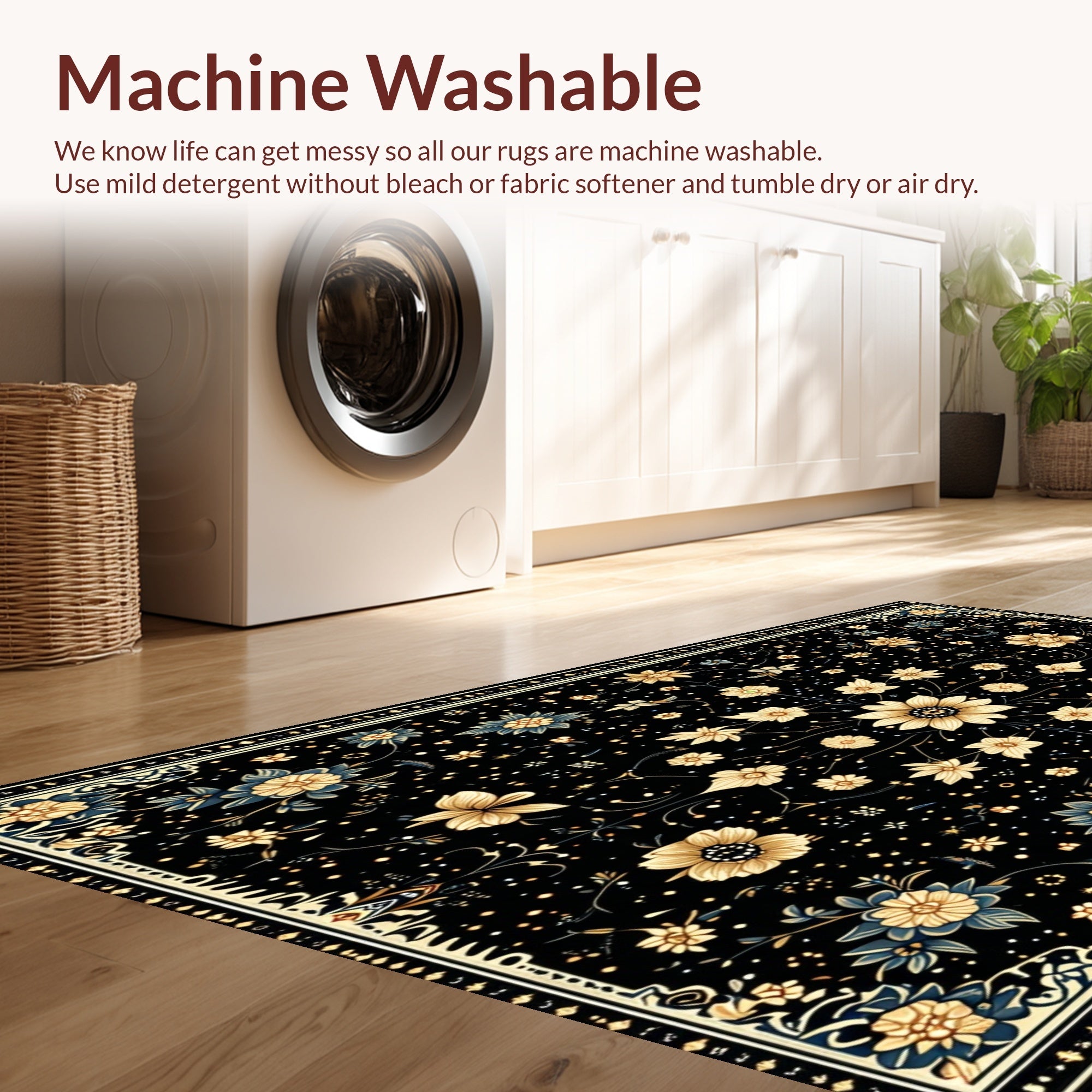 Ultra Soft Area Rug, Non Slip, Stain Resistant, Washable Area Rugs for Living Room, Bedroom, Vintage Celestial Moth(Black) - ODIKA