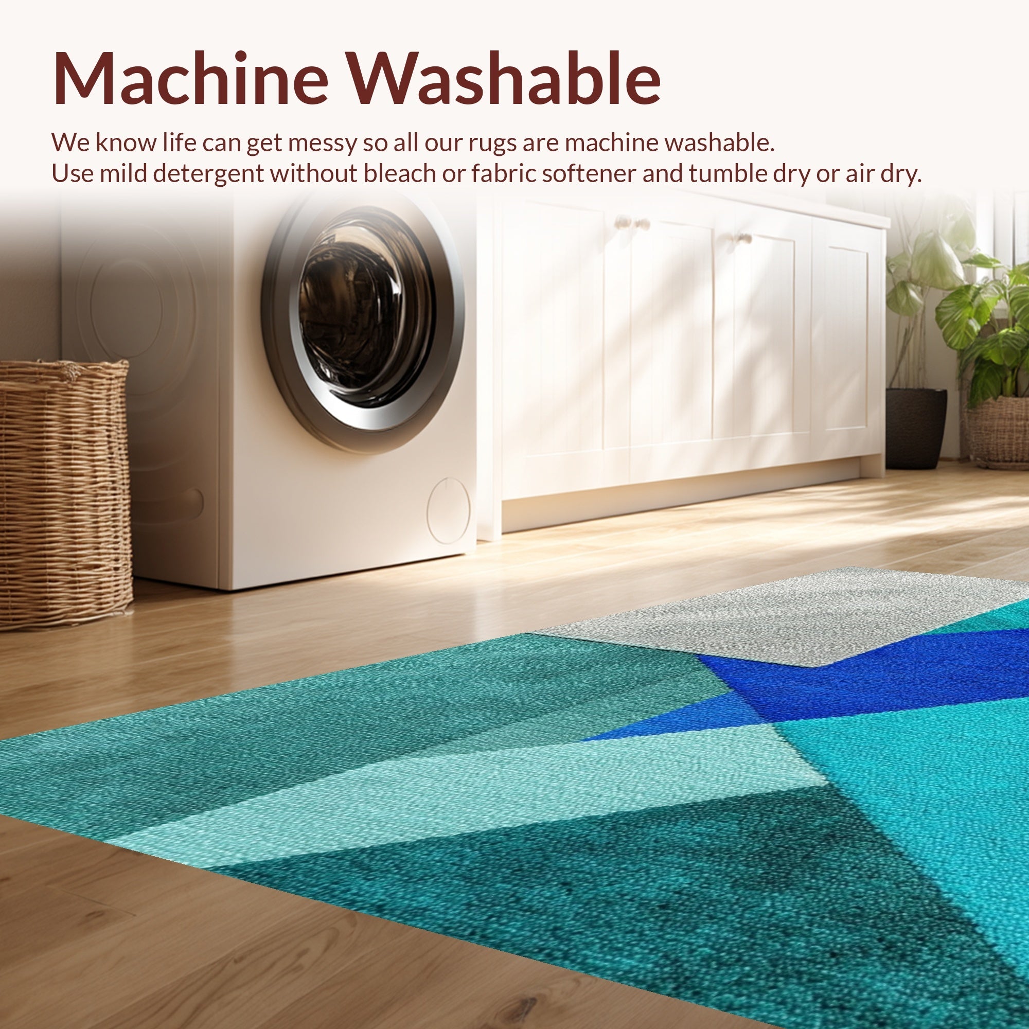Ultra Soft Area Rug, Non Slip, Stain Resistant, Washable Area Rugs for Living Room, Bedroom, Modern Abstract Stain Resistant Living Room(Blue) - ODIKA