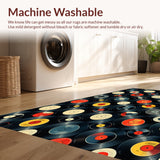 Ultra Soft Area Rug, Non Slip, Stain Resistant, Washable Area Rugs for Living Room, Bedroom, Retro Music Theme Non-Slip Bath Decor(Red) - ODIKA