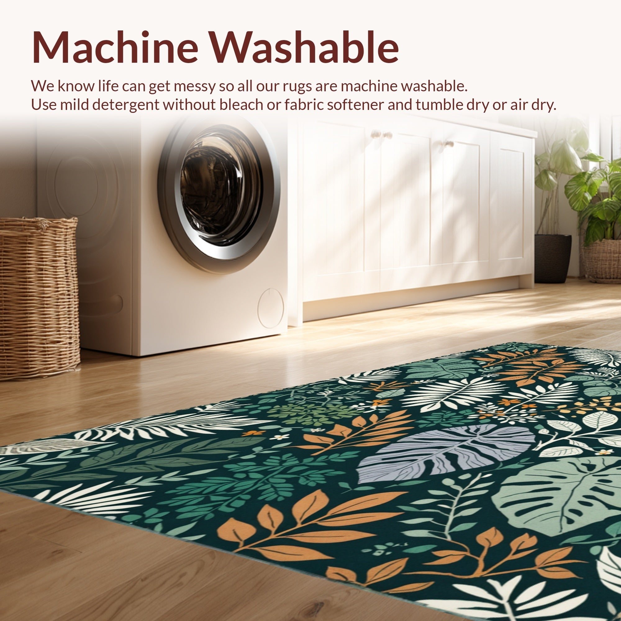 Ultra Soft Area Rug, Non Slip, Stain Resistant, Washable Area Rugs for Living Room, Bedroom, Jungle Print Nursery(Green) - ODIKA