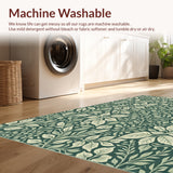 Ultra Soft Area Rug, Non Slip, Stain Resistant, Washable Area Rugs for Living Room, Bedroom, Vintage Woodcut Print(Green) - ODIKA