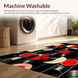 Ultra Soft Area Rug, Non Slip, Stain Resistant, Washable Area Rugs for Living Room, Bedroom, Music Record Vinyl Round(Black) - ODIKA