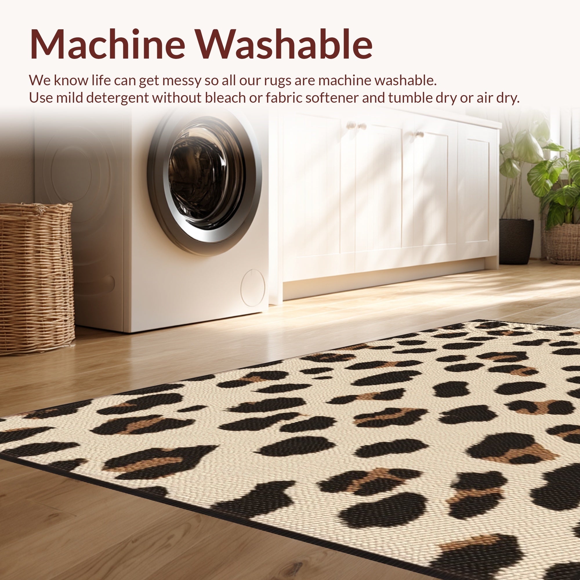 Ultra Soft Area Rug, Non Slip, Stain Resistant, Washable Area Rugs for Living Room, Bedroom, Modern Beige Leopard Print Plush Rug(Beige) - ODIKA
