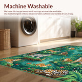 Neutral Jungle Animal Kids Room Non Slip(Green)