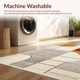 Modern Beige Hallway Runner(Beige)