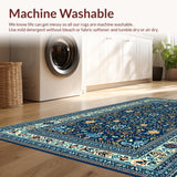 Ultra Soft Area Rug, Non Slip, Stain Resistant, Washable Area Rugs for Living Room, Bedroom, Vintage Boho Oriental Jungle(Blue) - ODIKA